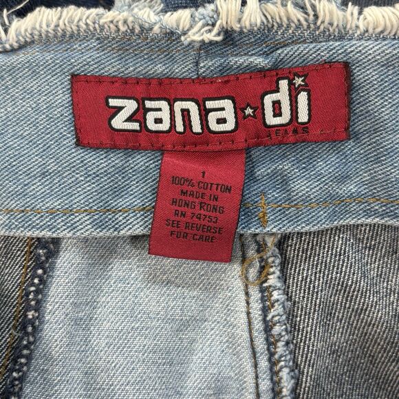 Vintage 90s Zana Di Patchwork Flare Jeans Y2K Hippie Low Rise Raw Fringe - Picture 10 of 11